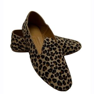 OSAY La Leo Leather Animal Leopard Print Slip On Flats Loafers‎ Women’s Size 8